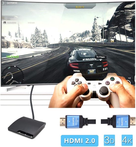 HDMI kabel – Geschikt voor PS5 & Xbox – 4K Ultra HD 2.0 – 1 Meter – HDR/ARC/eARC/VRR – Zwart-HDMI kabel-Ilumina Benelux