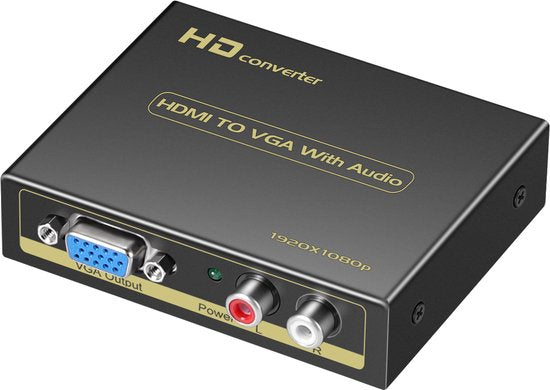 HDMI naar VGA Converter – Met 3.5mm Audio-uitgang – 1080p Mini Adapter – Plug & Play – Zwart-HDMI-switch-Ilumina Benelux