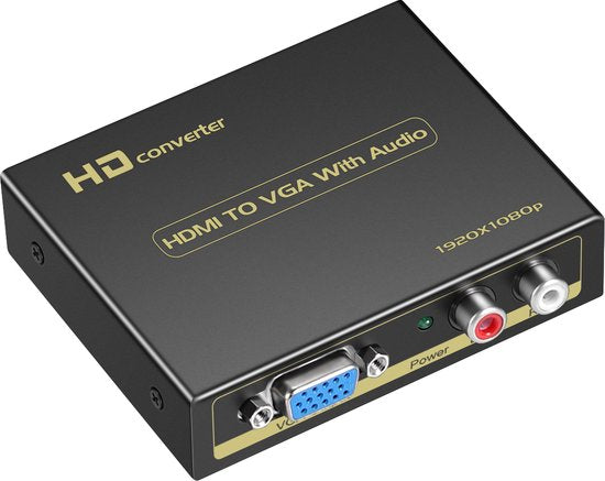 HDMI naar VGA Converter – Met 3.5mm Audio-uitgang – 1080p Mini Adapter – Plug & Play – Zwart-HDMI-switch-Ilumina Benelux