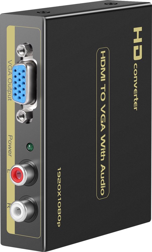 HDMI naar VGA Converter – Met 3.5mm Audio-uitgang – 1080p Mini Adapter – Plug & Play – Zwart-HDMI-switch-Ilumina Benelux