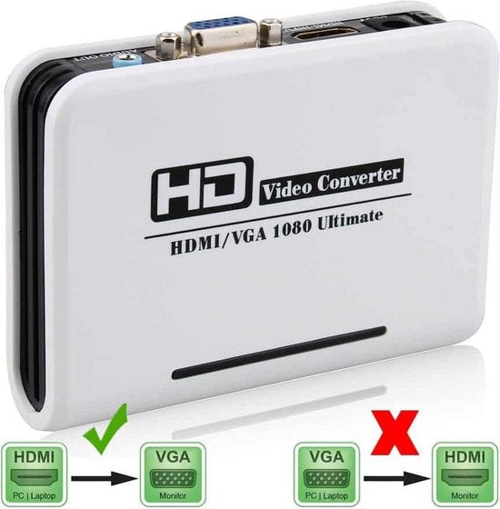 HDMI naar VGA Converter – Met Audio – Inclusief Voeding Adapter – Full HD 1080p – Zwart-Ilumina Benelux