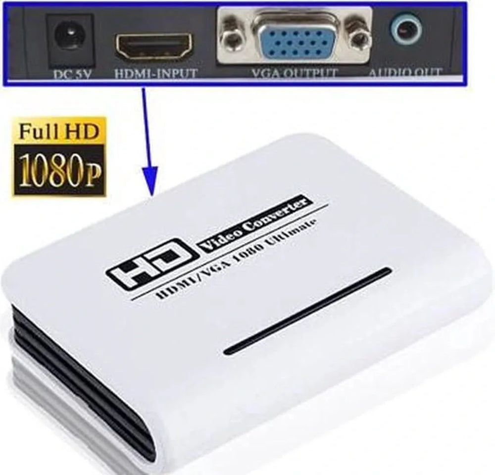 HDMI naar VGA Converter – Met Audio – Inclusief Voeding Adapter – Full HD 1080p – Zwart-Ilumina Benelux