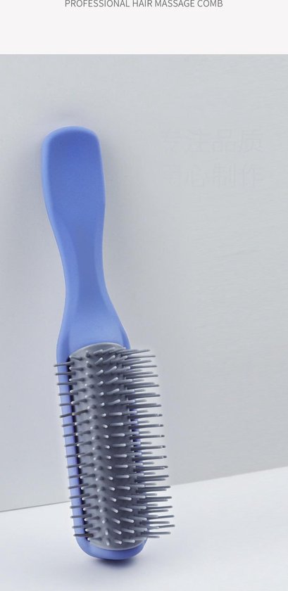 Haarborstel Ontwarren – Anti-Klit Kam – 7 Rijen Nylon Pinnen – Styling Brush voor Föhnen & Krullen – Blauw-Borstel-Ilumina Benelux