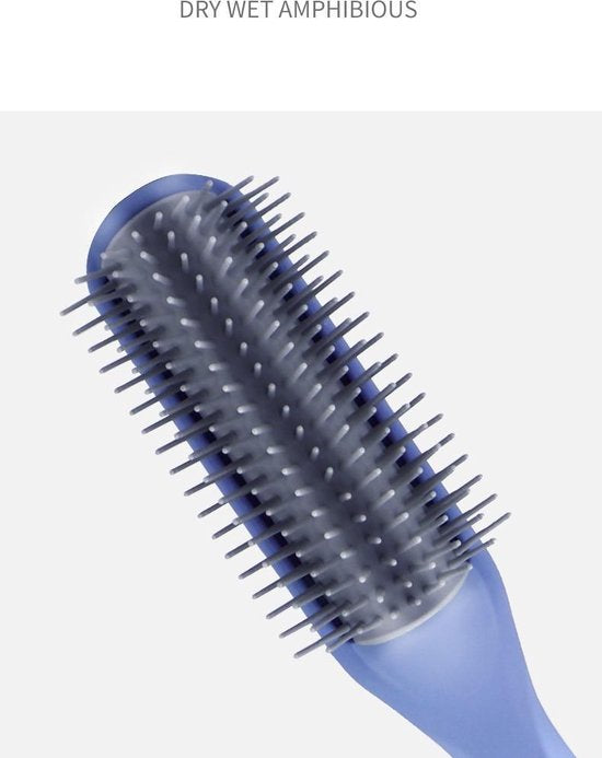 Haarborstel Ontwarren – Anti-Klit Kam – 7 Rijen Nylon Pinnen – Styling Brush voor Föhnen & Krullen – Blauw-Borstel-Ilumina Benelux