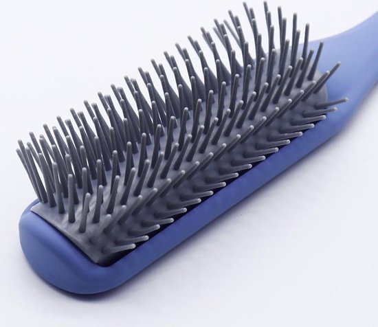 Haarborstel Ontwarren – Anti-Klit Kam – 7 Rijen Nylon Pinnen – Styling Brush voor Föhnen & Krullen – Blauw-Borstel-Ilumina Benelux