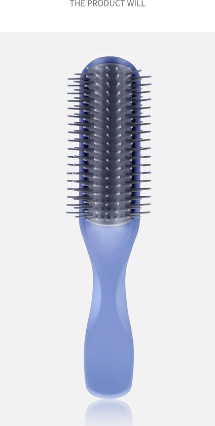 Haarborstel Ontwarren – Anti-Klit Kam – 7 Rijen Nylon Pinnen – Styling Brush voor Föhnen & Krullen – Blauw-Borstel-Ilumina Benelux
