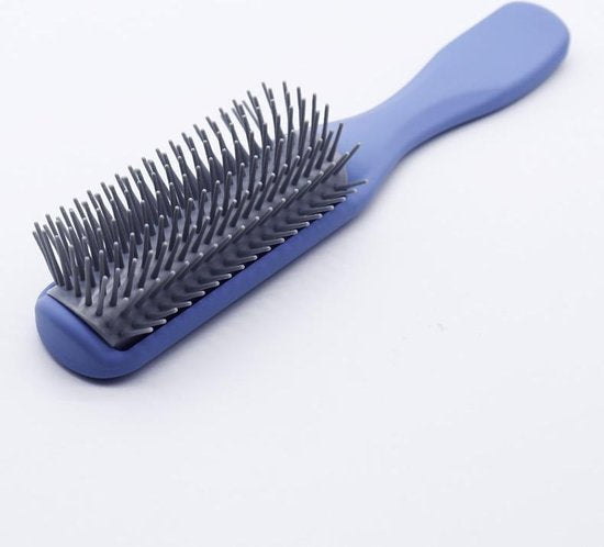 Haarborstel Ontwarren – Anti-Klit Kam – 7 Rijen Nylon Pinnen – Styling Brush voor Föhnen & Krullen – Blauw-Borstel-Ilumina Benelux
