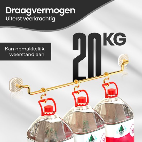 Handdoekrek 60 cm – Zelfklevend Zonder Boren – RVS Handdoekhouder 20 kg Draagkracht – Goudkleurig – Velox Goods VL-533-Handdoekhouder-Ilumina Benelux