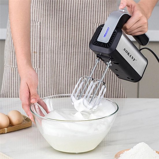 Handmixer – 500W Extra Krachtig – 5 Snelheden – Dubbele Kloppers & Deeghaken – Incl. Accessoires – Zwart-Keukenmachine-Ilumina Benelux