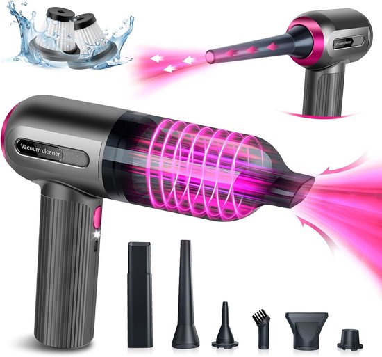Handstofzuiger auto – Draadloos 9000Pa 2-in-1 stofzuiger & luchtreiniger – USB oplaadbaar – LED – Mondstukken – Zwart-Kruimelzuiger-Ilumina Benelux