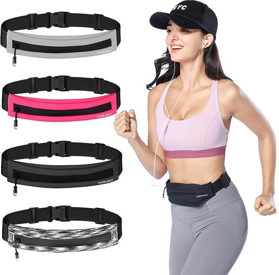 Hardloop heuptasje – Hardloopriem met opbergvak – Voor smartphone tot 6,7 inch – Lichtgewicht waterafstotend – Zwart-Ilumina Benelux
