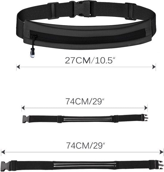 Hardloop heuptasje – Sportband met opbergvak – Voor smartphone tot 6,7 inch – Lichtgewicht waterafstotend – Grijs-Ilumina Benelux