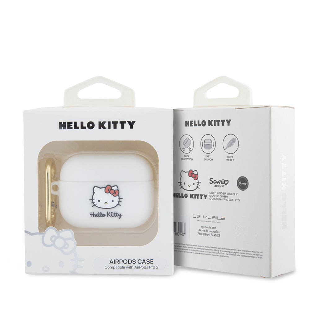 Hello Kitty AirPods Pro & Pro 2 Case - 3D SIL Kitty - Wit-Koptelefoon case-Ilumina Benelux