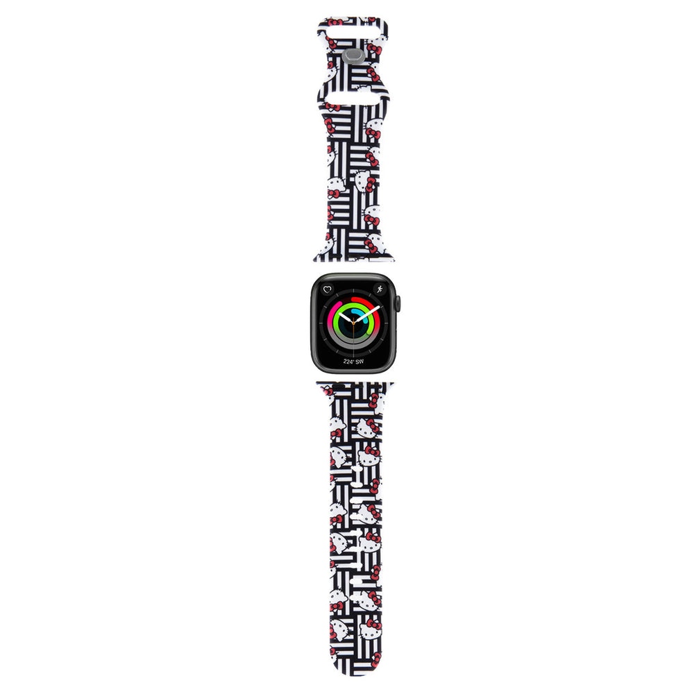 Hello Kitty Apple Watch Straps Heads and bows pettern - Black-Horlogebandjes-Ilumina Benelux
