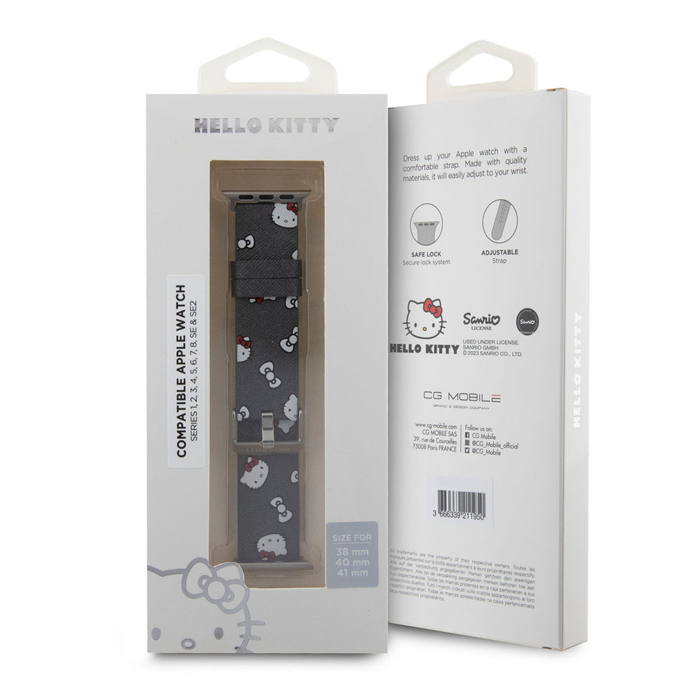 Hello Kitty Apple Watch Straps Heads and bows pettern - Zilver-Horlogebandjes-Ilumina Benelux