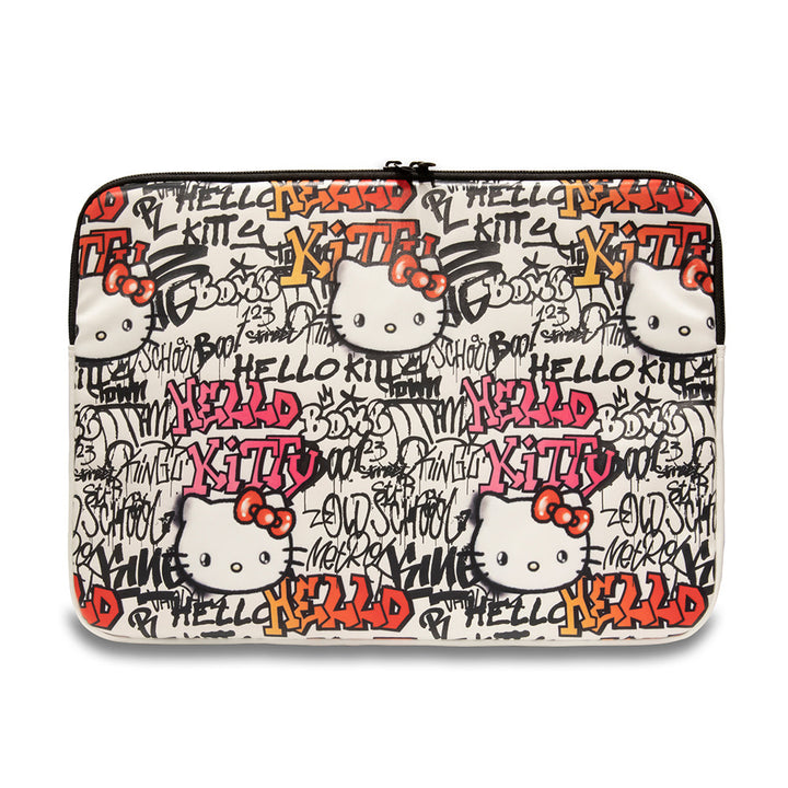 Hello Kitty Laptophoes voor 14 inch apparaten - tags graffiti - beige-Laptopcover-Ilumina Benelux