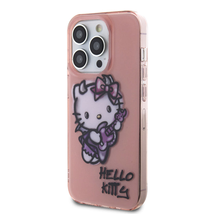 Hello Kitty iPhone 14 Pro Max TPU Back Cover hoesje - Graffiti Guitar - Roze-Hoesjes-Ilumina Benelux