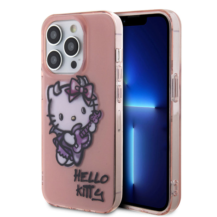 Hello Kitty iPhone 14 Pro Max TPU Back Cover hoesje - Graffiti Guitar - Roze-Hoesjes-Ilumina Benelux