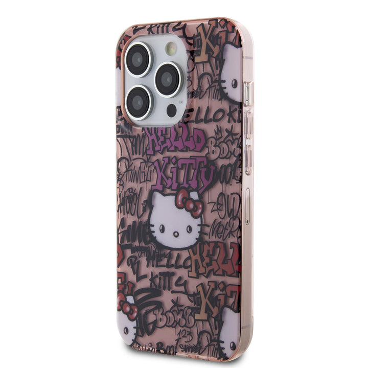 Hello Kitty iPhone 14 Pro TPU Back Cover hoesje - Graffiti Tags - Roze-Hoesjes-Ilumina Benelux