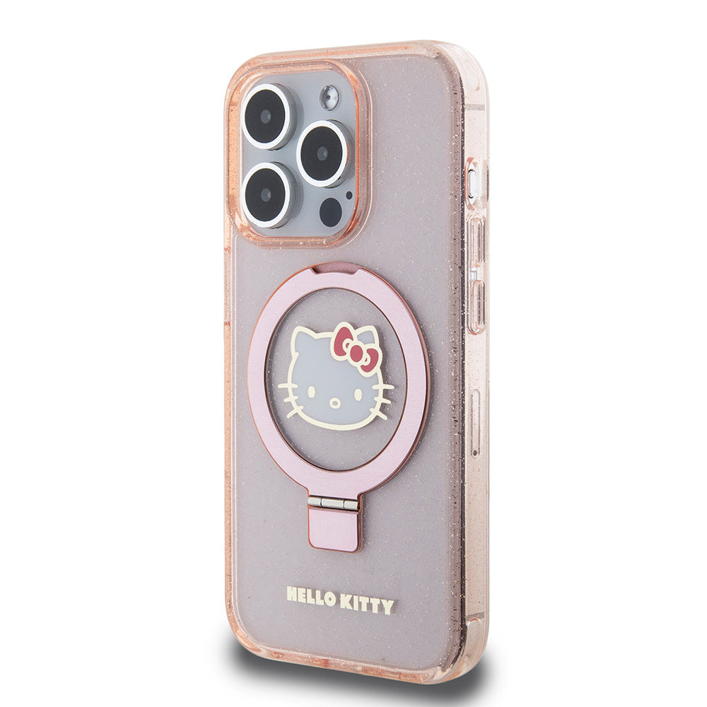 Hello Kitty iPhone 15 Pro Backcover hoesje Magsafe glitter - Roze-Hoesjes-Ilumina Benelux