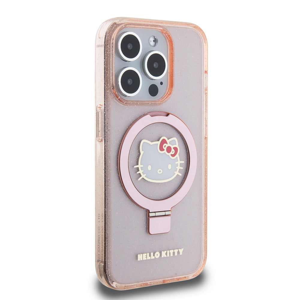 Hello Kitty iPhone 15 Pro Backcover hoesje Magsafe glitter - Roze-Hoesjes-Ilumina Benelux