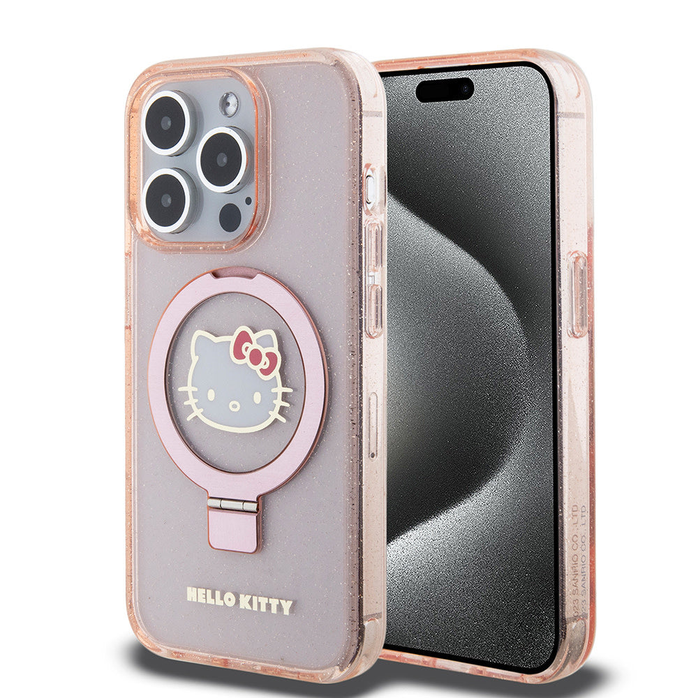 Hello Kitty iPhone 15 Pro Backcover hoesje Magsafe glitter - Roze-Hoesjes-Ilumina Benelux
