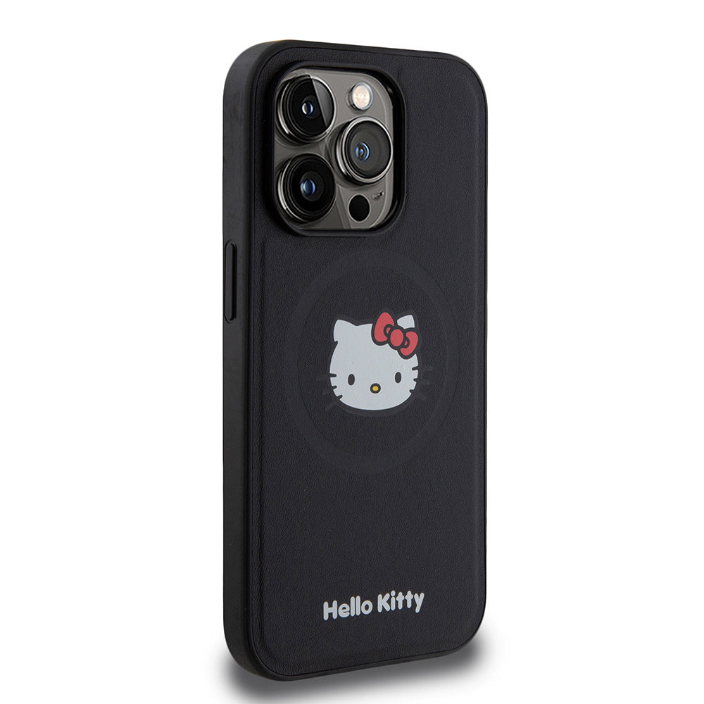 Hello Kitty iPhone 15 Pro Backcover hoesje Magsafe kitty head - Zwart-Hoesjes-Ilumina Benelux