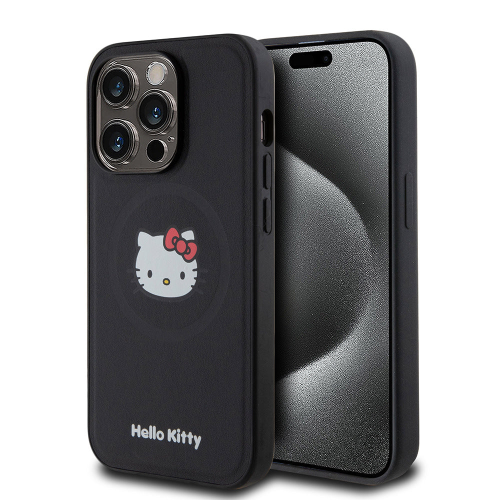 Hello Kitty iPhone 15 Pro Backcover hoesje Magsafe kitty head - Zwart-Hoesjes-Ilumina Benelux