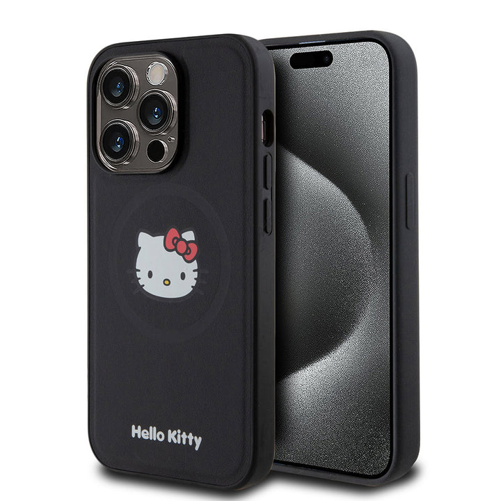 Hello Kitty iPhone 15 Pro Backcover hoesje Magsafe kitty head - Zwart-Hoesjes-Ilumina Benelux