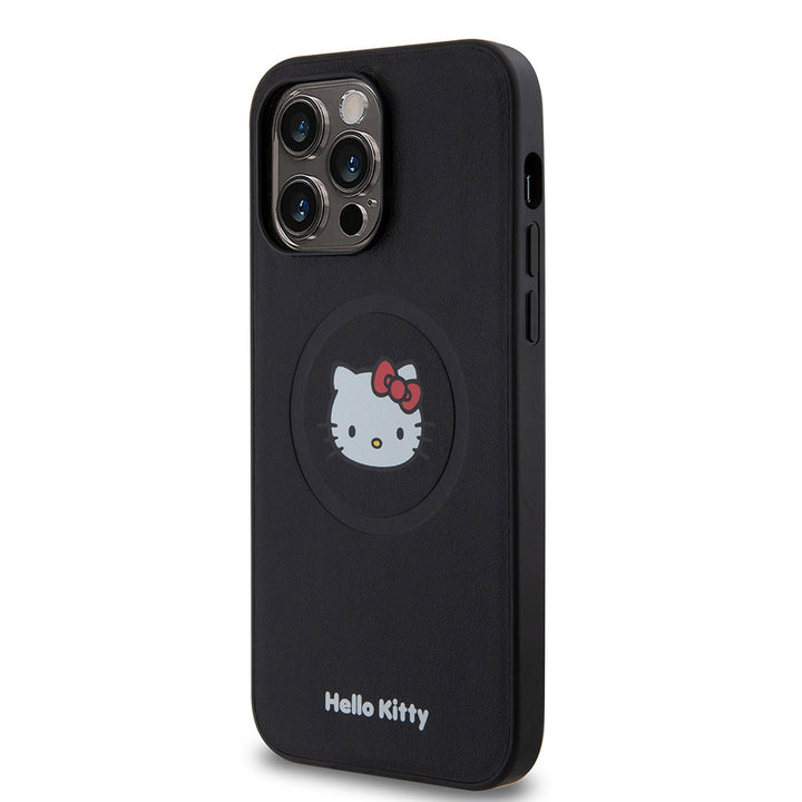 Hello Kitty iPhone 15 Pro Max Backcover hoesje Kitty Head - Zwart-Hoesjes-Ilumina Benelux