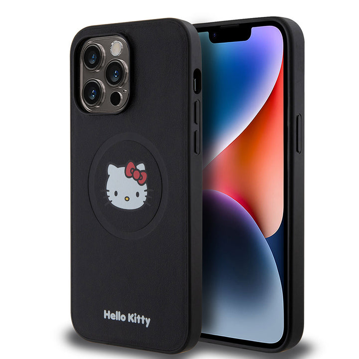Hello Kitty iPhone 15 Pro Max Backcover hoesje Kitty Head - Zwart-Hoesjes-Ilumina Benelux