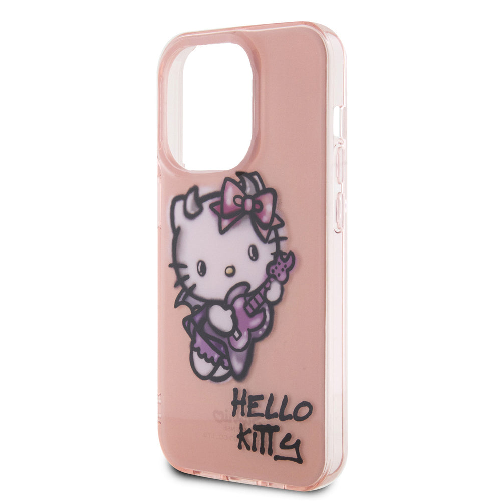 Hello Kitty iPhone 15 Pro Max TPU Back Cover hoesje - Graffiti Guitar - Roze-Hoesjes-Ilumina Benelux