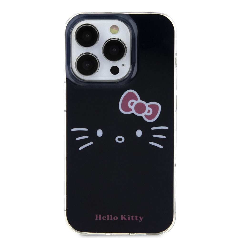 Hello Kitty iPhone 15 Pro TPU Back Cover hoesje - Kitty Face - Zwart-Hoesjes-Ilumina Benelux