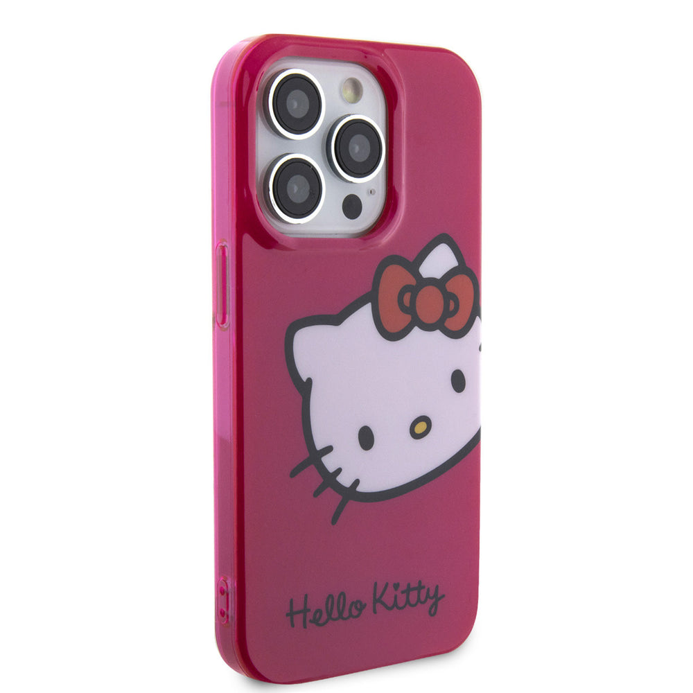 Hello Kitty iPhone 15 Pro TPU Back Cover hoesje - Kitty Head - Roze-Hoesjes-Ilumina Benelux