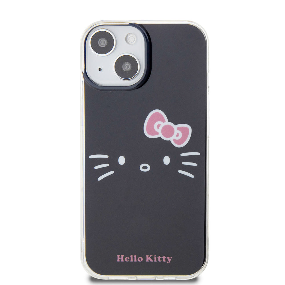 Hello Kitty iPhone 15 TPU Back Cover hoesje - Kitty Face - Zwart-Hoesjes-Ilumina Benelux