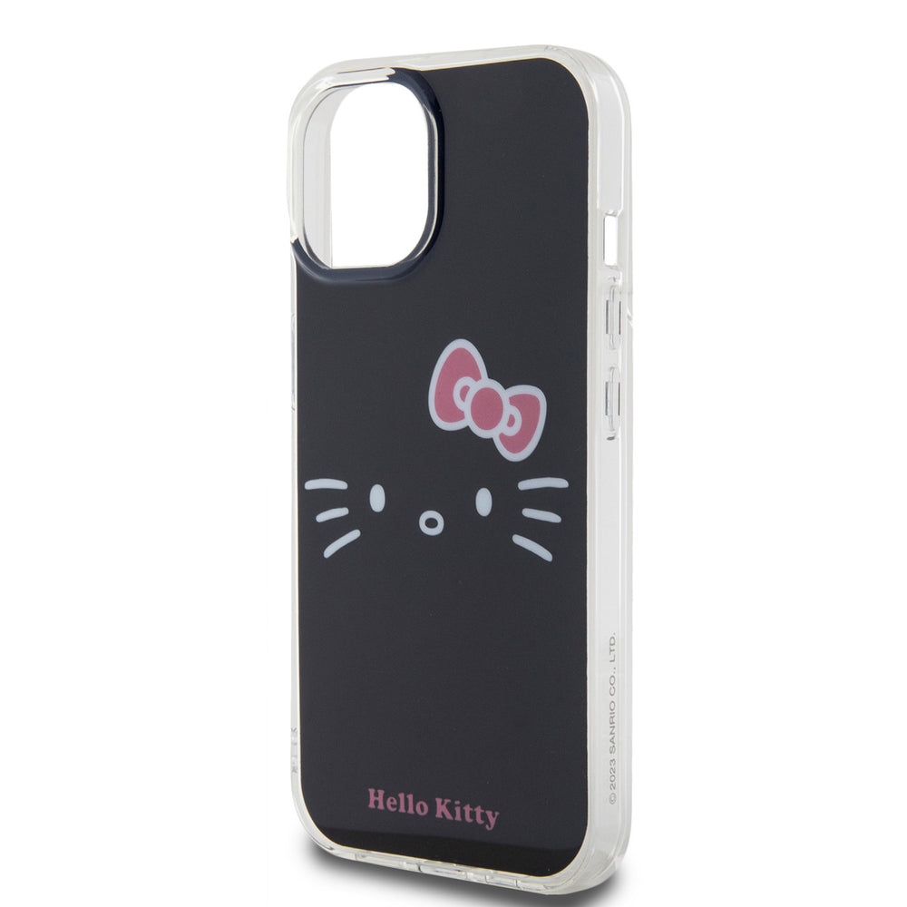 Hello Kitty iPhone 15 TPU Back Cover hoesje - Kitty Face - Zwart-Hoesjes-Ilumina Benelux