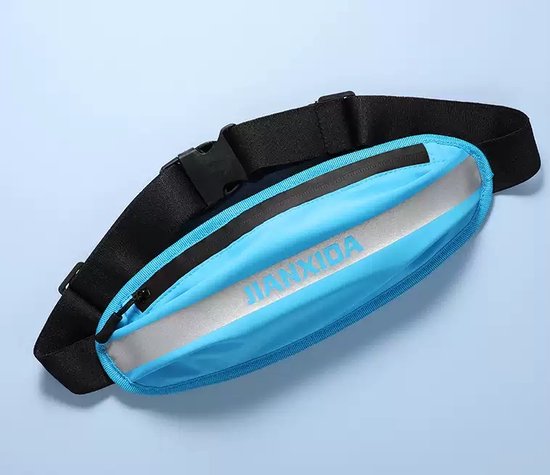 Heuptas hardlopen – Waterdicht nylon riemtasje – Neon kleuren – Verstelbare tailleband 60-140 cm – Blauw-Money belt-Ilumina Benelux