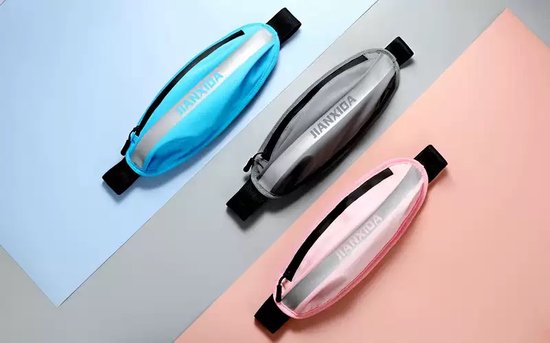 Heuptas hardlopen – Waterdicht nylon riemtasje – Voor telefoon geld paspoort sleutels – Verstelbare tailleband 60-140 cm – Grijs-Money belt-Ilumina Benelux