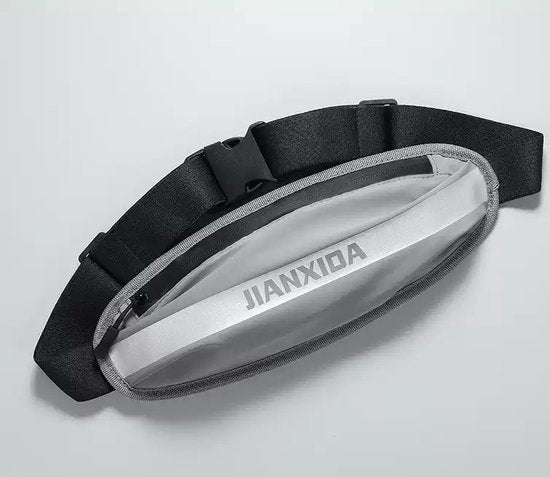 Heuptas hardlopen – Waterdicht nylon riemtasje – Voor telefoon geld paspoort sleutels – Verstelbare tailleband 60-140 cm – Grijs-Money belt-Ilumina Benelux