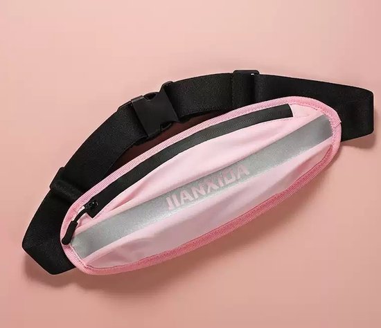Heuptas voor hardlopen & reizen – Waterdicht nylon riemtasje – Neon – Verstelbare tailleband 60-140 cm – Roze-Money belt-Ilumina Benelux