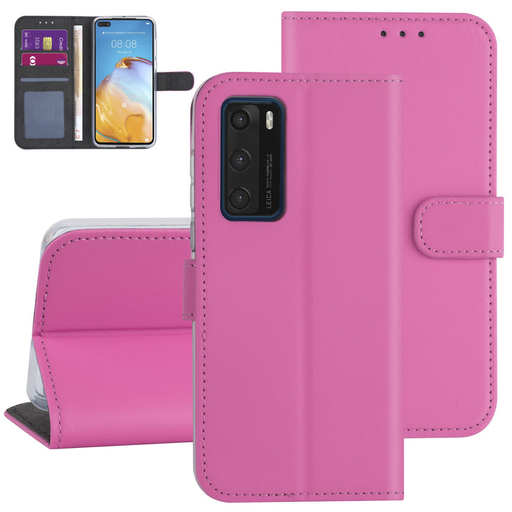 Hoesje voor Huawei P40 - Felroze - Book Case - Kaarthouder-Hoesjes-Ilumina Benelux
