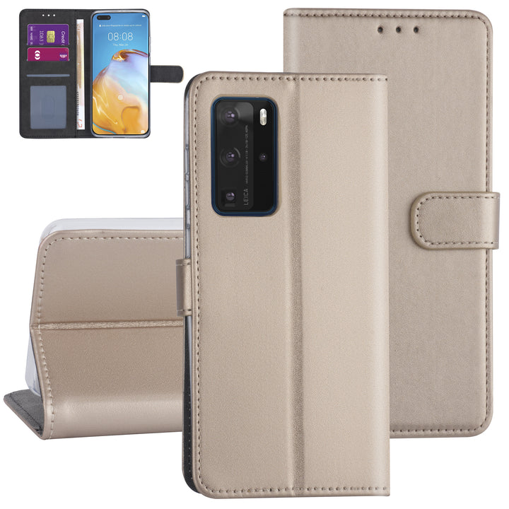 Hoesje voor Huawei P40 Pro - Goud - Book Case - Kaarthouder-Hoesjes-Ilumina Benelux