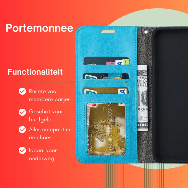 Hoesjes – Portemonnee Hoes – Pasjeshouder – Bookcase – Turquoise-Ilumina Benelux