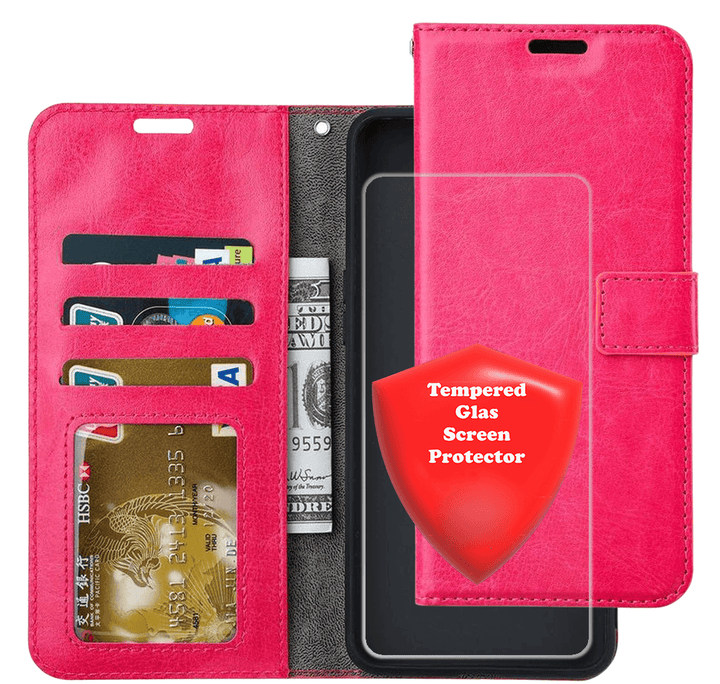 Hoesjes – Portemonnee Hoes – Pasjeshouder – Inclusief Screenprotector – Roze-Ilumina Benelux