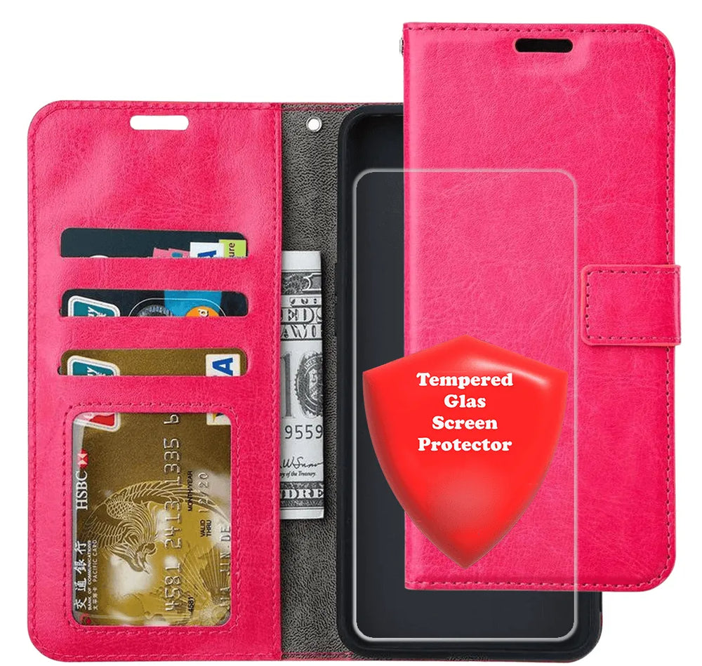 Hoesjes – Portemonnee Hoes – Pasjeshouder – Inclusief Screenprotector – Roze-Ilumina Benelux