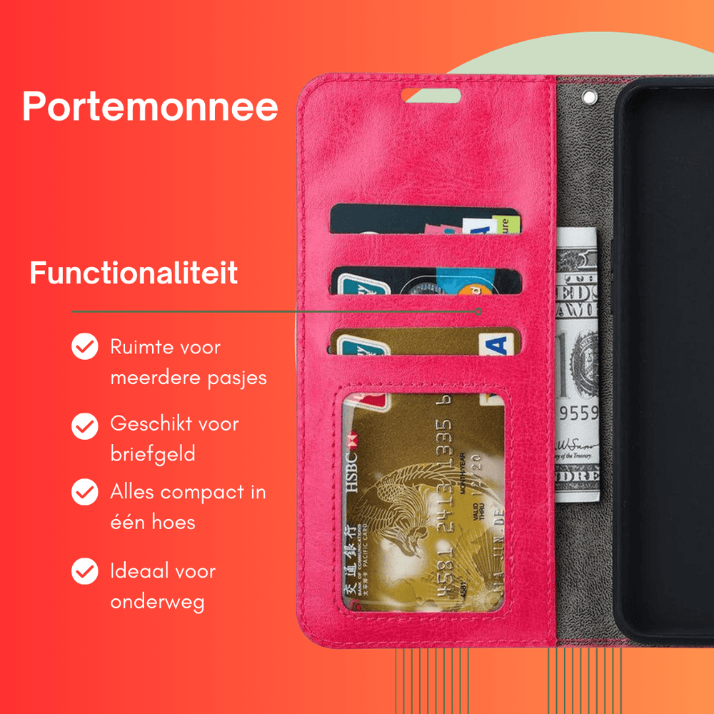 Hoesjes – Portemonnee Bookcase – Pasjeshouder – Magneetsluiting – Roze-Ilumina Benelux