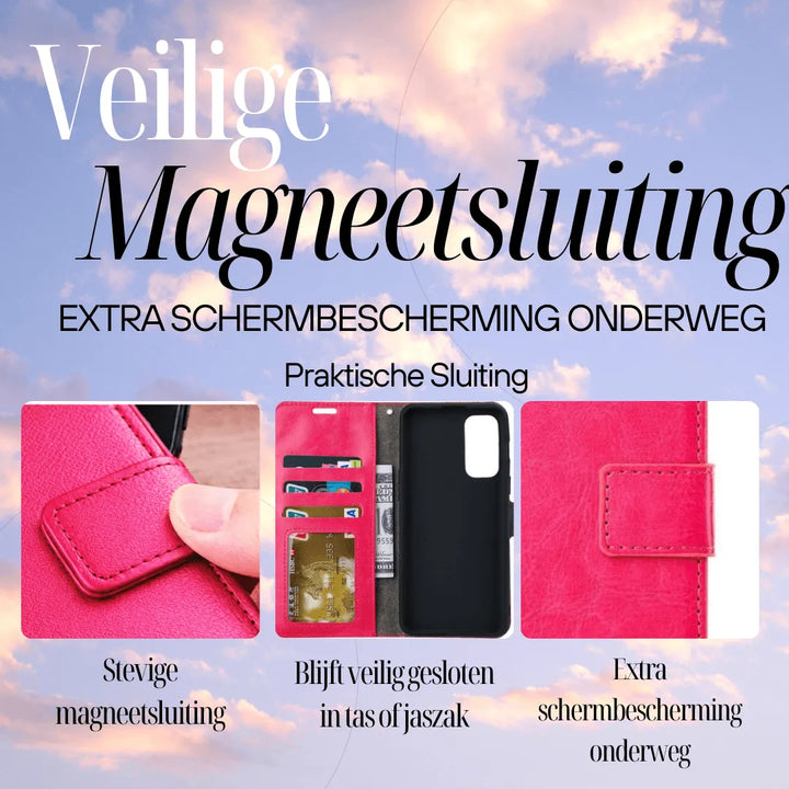 Hoesjes – Portemonnee Bookcase – Pasjeshouder – Magneetsluiting – Roze-Ilumina Benelux