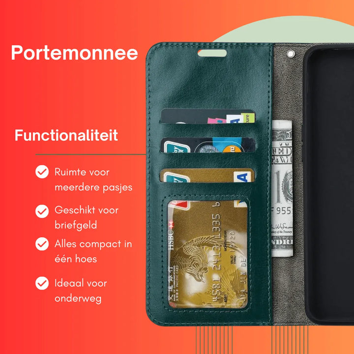 Hoesjes – Portemonnee Hoes – Pasjeshouder – 3x Screenprotector – Groen-Ilumina Benelux