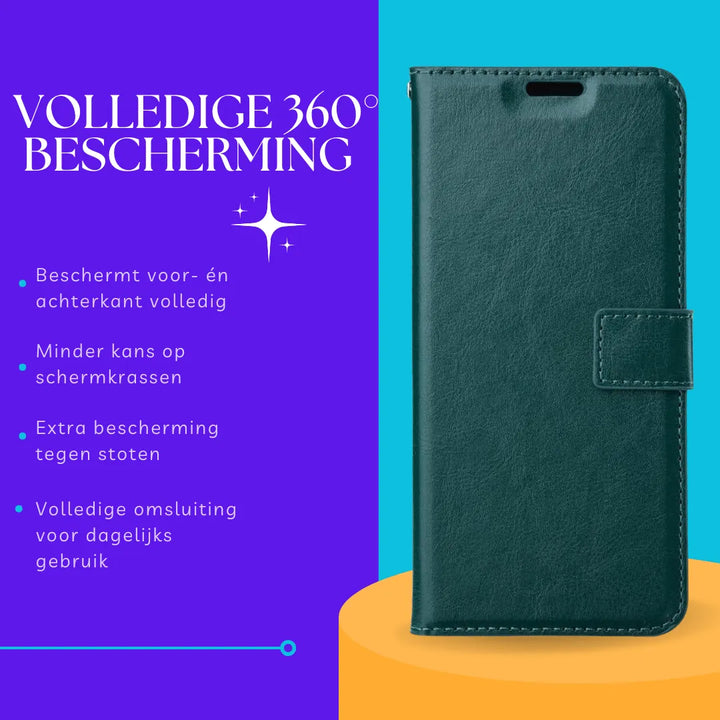 Hoesjes – Portemonnee Hoes – Pasjeshouder – 3x Screenprotector – Groen-Ilumina Benelux