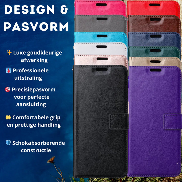Hoesjes – Portemonnee Hoes – Pasjeshouder – 2x Screenprotector – Turquoise-Ilumina Benelux